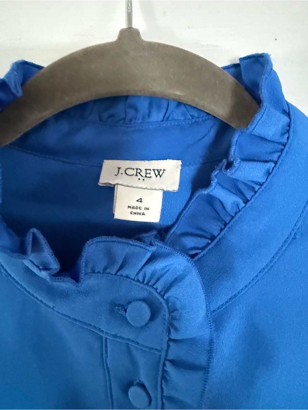 J Crew Sleeveless Ruffle-Trim Blouse in Bright Blue - Picture 2 of 3